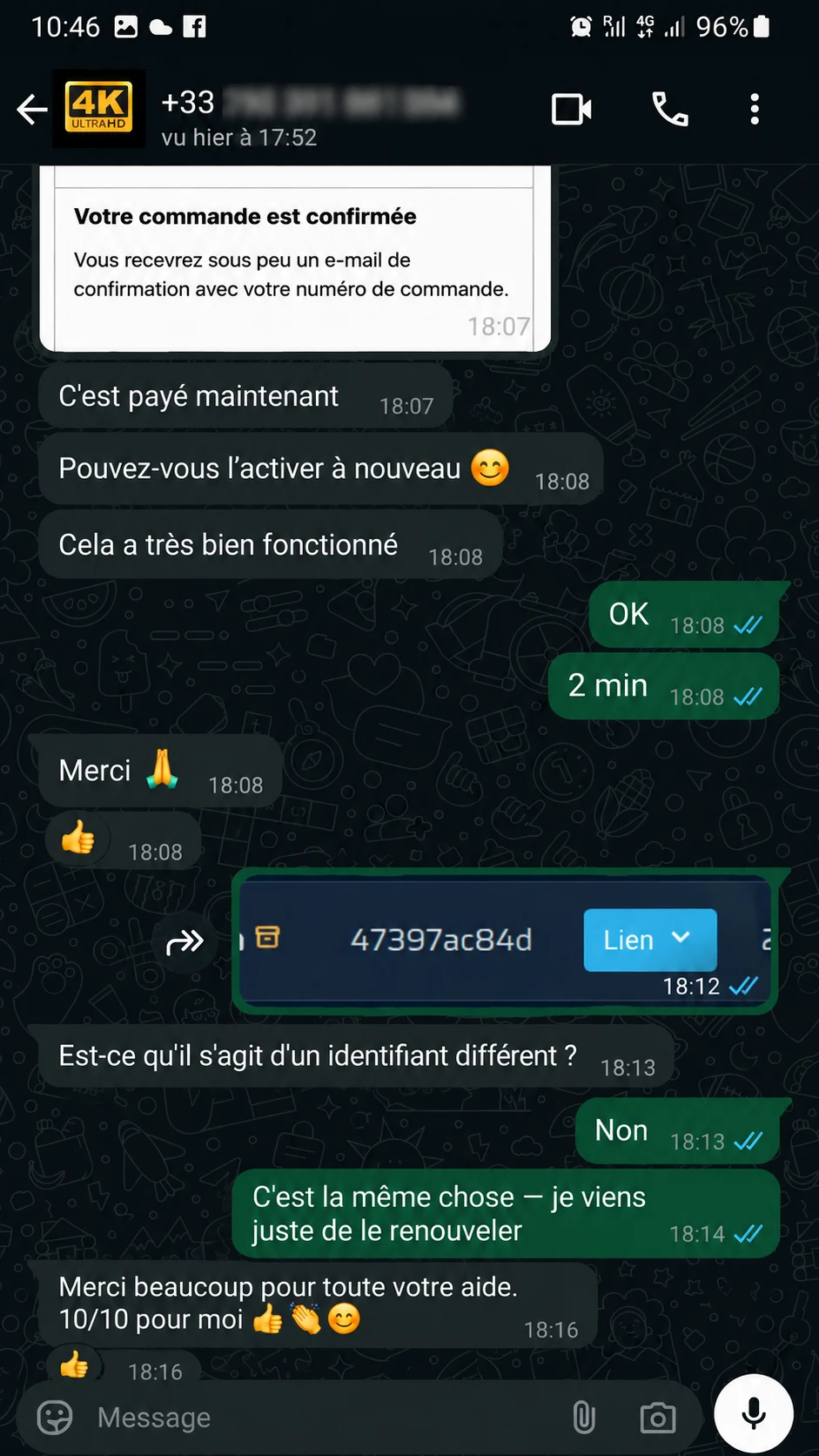 IPTV WhatsApp customer review
