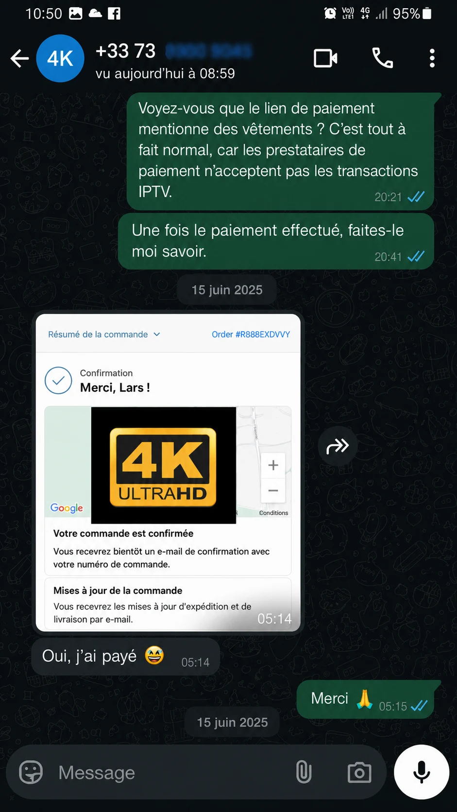 IPTV WhatsApp customer review