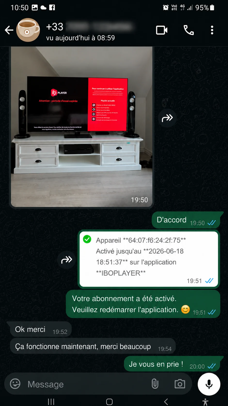 IPTV WhatsApp customer review