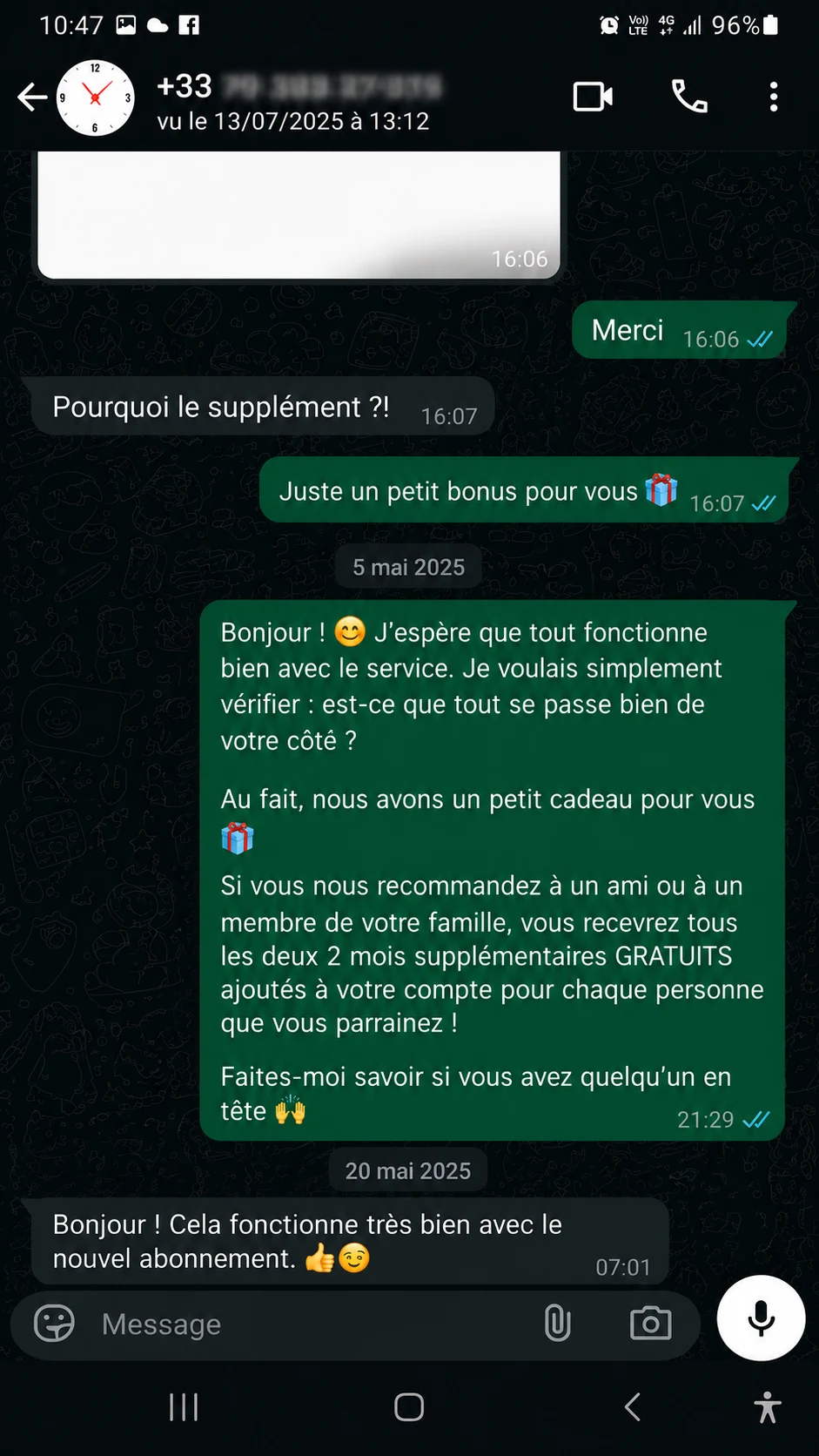 IPTV WhatsApp customer review
